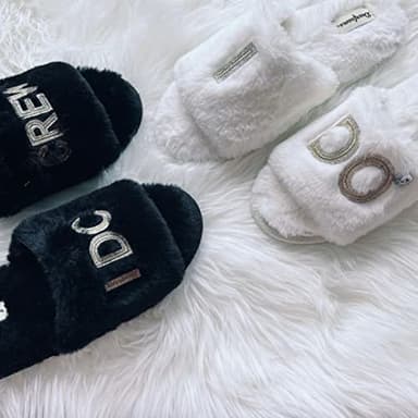 Dearfoams Women's Bride and Bridesmaid Gifts I Do Crew Slippers for Wedding and Bachelorette Party, 𝖨 𝖣𝗈 𝖢𝗋𝖾𝗐 𝖡𝗅𝖺𝖼𝗄, Small - Image 5