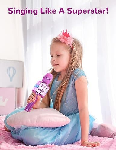 Amazmic Toys for Girls, Kids Karaoke Microphone Toddler Microphone for Kids with Lights, Birthday Gift for Girls, Boys Toy Age 3 4 5 6 7 8+(Light Purple) - Image 7