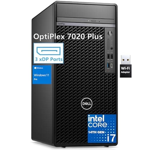 Dell OptiPlex 7020 Plus 7000 Tower Business Desktop Computer, 14th Gen Intel 20-Core i7-14700 up to 5.4GHz, 32GB DDR5 RAM, 1TB PCIe SSD, DVDRW, WiFi Adapter, RJ-45, 3 DisplayPorts, Windows 11 Pro - Image 1