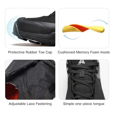 HUMTTO Men's Hiking Shoes - Waterproof Trekking Trail Footwear Lightweight Breathable Outdoor Work Sneakers 9.5 Black - Image 3