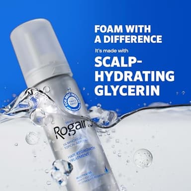 Rogaine Men's 5% Minoxidil Foam Hair Regrowth Treatment, FDA Approved Brand, Proven to Improve Hair Regrowth, Extra Strength Minoxidil Foam, Unscented Aerosol, 4 Month Supply (4 x 2.11 oz Cans) - Image 3