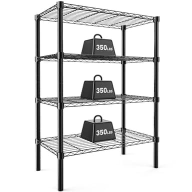 DUMOS 4 Tier Metal Wire Rack Shelf Heavy Duty Standing Shelves Adjustable Steel Closet Shelving Unit Organizers and Storage for Kitchen Bathroom Pantry Office, 13.78" D x 35.43" W x 54.02" H - Image 1
