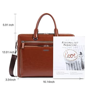 BOSTANTEN Briefcases for Men Messenger Bag Genuine Leather Laptop Bag 15.6 inch Office Work Tote for Buisness Travel - Image 3