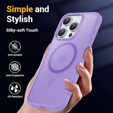 Temdan for iPhone 16 Pro Case, Compatible with Magsafe, Anti-Yellowing, Military-Grade Protection, Shockproof Slim Magnetic Phone Case Cover, Light Purple - Image 6