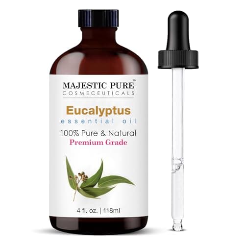 Majestic Pure Eucalyptus Essential Oil with Glass Dropper - Huge 4 Fl Oz - 100% Pure and Natural Eucalyptus Oil - Premium Grade Essential Oils for Diffuser, Aromatherapy, Soap and Candle Making - Image 1