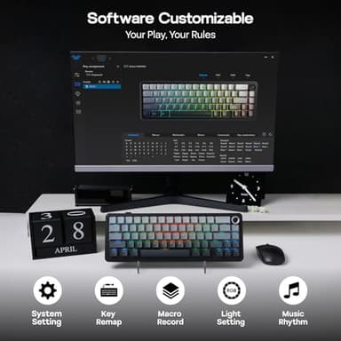 EPOMAKER X Aula F65 PRO Wireless Mechanical Gaming Keyboard, Hot-Swap, 5-Layer Padding, Creamy Gasket, Knob and Shine-Through PBT Keycap, RGB, BT/2.4GHz/USB-C (Gradient Grey, Graywood V3 Switch) - Image 6