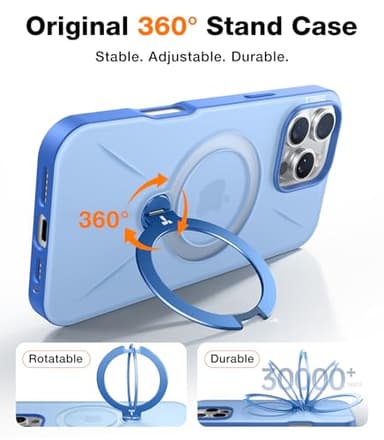 TORRAS 360° Spin Magnetic Stand for iPhone 16 Pro Max Case, Fit for MagSafe, Military Grade Protective Case for iPhone 16 Pro Max Phone Case Ostand with Kickstand Rotatable, Sapphire Blue, 6.9 inch - Image 3