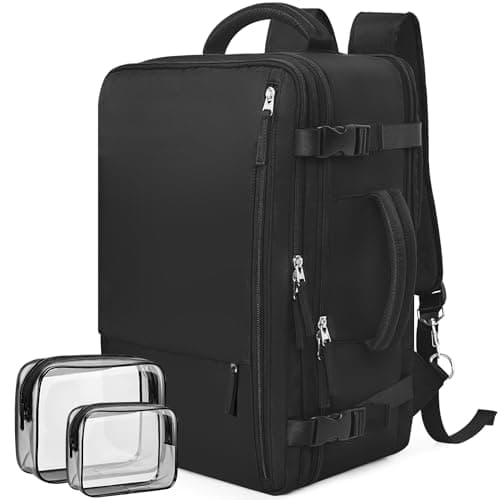 Rinlist Travel Backpackfor Men Women Flight Approved, Carry-on Backpack Personal Item Backpack Bag Luggage on Airplanes, Black Backpacks for Traveling, Travel Essentials Must Haves - Image 1