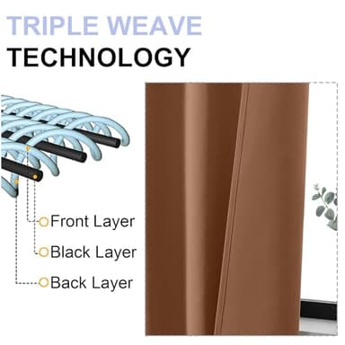 Simplebrand Ava Sun Baked Blackout Curtains for Bedroom 63 Inch Length 2 Panels, Solid Thermal Insulated Energy Saving Rod Pocket Window Treatment Curtains Blackout Drapes, W40 x L63 Inch, Sun Baked - Image 5