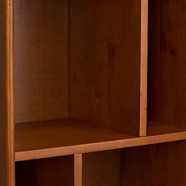SIMPLIHOME Draper Bookcase - 64 inch Tall Solid Hardwood Storage Bookshelf in Teak Brown, Mid-Century Modern Storage for Living Room, Study Room or Office with Adjustable Shelves and Angled Legs - Image 9