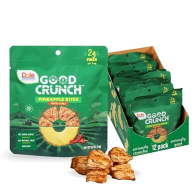Dole Good Crunch Pineapple with Chili Dried Fruit Bites, Gluten Free & Vegan Snack, 0.5oz Bags (Pack of 12) - Image 1