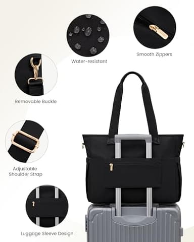 LOVEVOOK Work Bags for Women 15.6 Inch Canvas Work Tote Bags Large Capability Laptop Purse Professional Teacher Tote Bag Casual Computer Briefcase for Office Travel Nurse, Black - Image 6