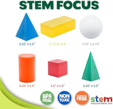 Skoolzy 7 Pcs 3D Shapes for Teaching and Math Manipulatives - Geometric Shapes and Geometric Solids, Math Teacher Supplies, Shapes for Math Manipulatives Kindergarten, 3D Shapes for Geometry Games - Image 8