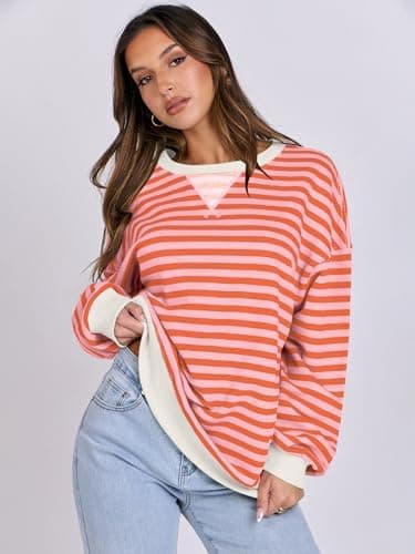 ANRABESS Women Striped Sweatshirts Oversized Crewneck Long Sleeve Shirts Y2K Pullover Top 2025 Fall Outfits Fashion Clothes - Image 5