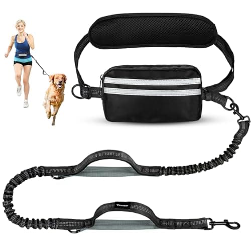 Yicostar Hands Free Dog Leash with Pouch, Retractable Bungee with Double Padded Handles, Dog Leashes with Bungee for Medium & Large Puppy - Image 1