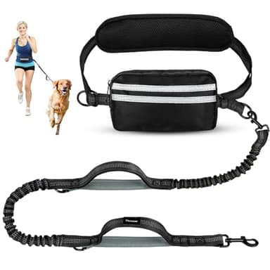 Yicostar Hands Free Dog Leash with Pouch, Retractable Bungee with Double Padded Handles, Dog Leashes with Bungee for Medium & Large Puppy - Image 1