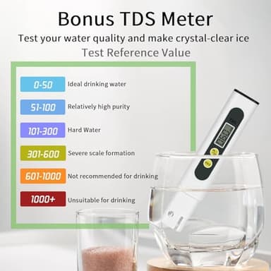 ecozy Nugget Ice Maker Countertop, Smart Portable Crushed Ice Maker with Voice Control, Pellet Chewable Ice 33lbs/24H, Self-Cleaning, with APP WiFi, Timer Function and Status Alerts, Bonus TDS Meter - Image 6