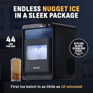 Newair Nugget Ice Maker Countertop, 44 lbs in 24 Hours Ice Machine Nugget, Self Cleaning Ice Maker in Black Stainless Steel, Perfect for Home Bar, Kitchen Countertop, RV, Home Office - Image 2