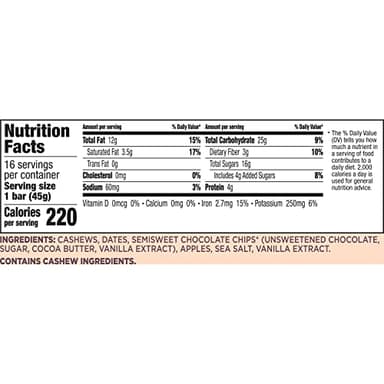 Larabar Chocolate Chip Cookie Dough, Gluten Free Fruit & Nut Bar, 16 Ct - Image 2