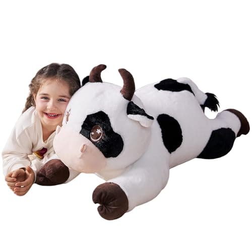 IKASA Giant Cow Stuffed Animal Plush Toy,30" Large Cute Jumbo Soft Toys,Huge Big Size Plushy Fluffy Fat Oversized Plushie - Image 1