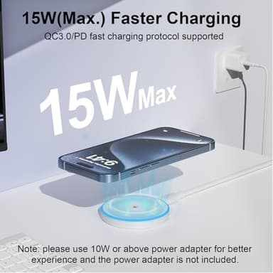 MagSafe Charger 2 Pack 15W Magnetic Wireless Charger Fast Charging Pad Compatible with iPhone 17/16/15/14/13/12 Series & AirPods 3/2/Pro Magnetic MagSafe Charging Pad with Dual Ports - Image 2