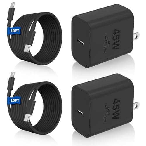 45W Super Fast Charging Block and Long USB C to C Cable 10ft, Type C Wall Plug and Android Phone Charger Cord for Samsung Galaxy S25/S24 Ultra/S23+/S22 Plus/S21/S20/Note 20/10/iPhone 17 16 15 Pro Max - Image 1