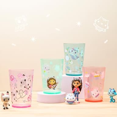 Zak Designs DreamWorks Gabby's Dollhouse Nesting Tumbler Set for At Home, 14.5oz Non-BPA Plastic Cups, 4-Pack (Gabby, Pandy Paws, Cakey Cat, Mercat, Kitty Fairy, Baby Box) - Image 2