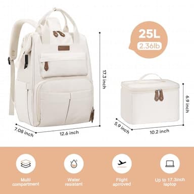 Maelstrom Travel Backpack for Women Men,Laptop Backpack Fits 15.6-17.3 Inch Laptop, Nurse/Teacher/Work Bag with Insulated Lunch Box,Water Resistant Carry On Backpack,Beige - Image 5