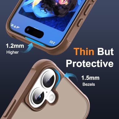 SKYLMW Compatible with iPhone 16 Case with Invisible Magnetic O-Ring Stand Military-Grade Translucent Case for iPhone 16 6.1" [Compatible with Mag-Safe][Great Grip Feeling],Desert Brown - Image 7