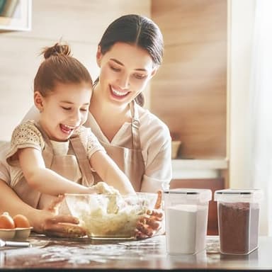 Vtopmart Airtight Food Storage Containers 12 Pieces 1.5qt / 1.6L- Plastic BPA Free Kitchen Pantry Storage Containers for Sugar, Flour and Baking Supplies - Dishwasher Safe - Include 24 Labels, Black - Image 5