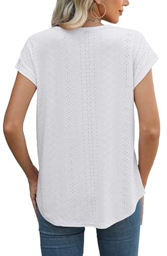 XIEERDUO Womens Tops Summer 2025 Trendy Short Sleeve Blouses White Shirts Beach Vacation Clothes for Women Fall Fashion Must Haves XL - Image 4