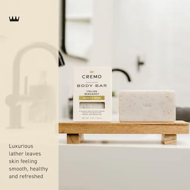 Cremo Exfoliating Body Bar for Men, Italian Bergamot Scent, Multi-Layered Fragrance That Buffs, Cleanses and Hydrates Skin, 5oz - Image 3