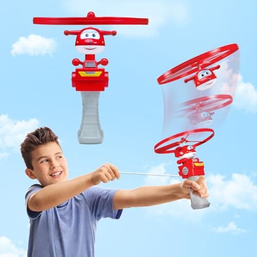 Super Wings Flying Toys, Jett Flying Toys for Kids Ages 3-5 4-8, Fun Outdoor Flying Disc Launcher Toys, Airplane Outside Flying Toys for Kids Boys Girls 3 4 5 6 7 8 Year Old - Image 1
