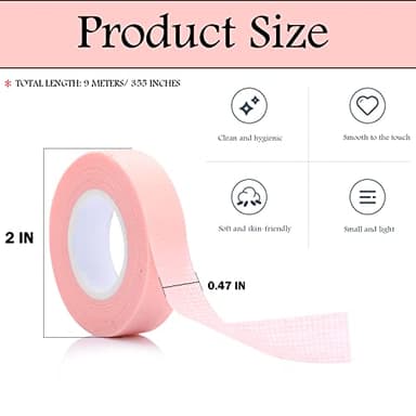 6 Rolls Eyelash Tape,Adhesive Fabric Eyelash Extension Tape,Breathable Micropore Fabric Tape for Eyelash Extension Supplies,9 m/10 Yard Each Roll (Pink) - Image 5