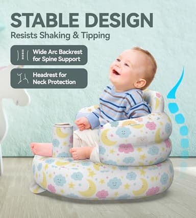 Colplay Inflatable Baby Seat, Inflatable Infant Chair for Babies 3-36 Months, Blow Up Baby Chair with Build in Air Pump, Toddler Floor Seats for Sitting Up, Super Quick Inflate & Deflate - Image 3