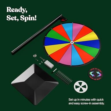 T-SIGN 24 Inch Dual Use Spinning Prize Wheel 14 Slots Color Tabletop and Floor Roulette Wheel of Fortune with Dry Erase Marker and Eraser Win The Fortune Spinner Game for Carnival Trade Show - Image 4