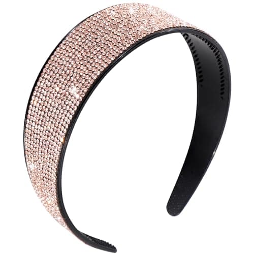 AMCAMI Head Bands for Women's Hair Champagne Hair Accessories Rhinestone Headband with Teeth Diamond Bling Sparkly Headbands for Women Glitter Hairband - Image 1