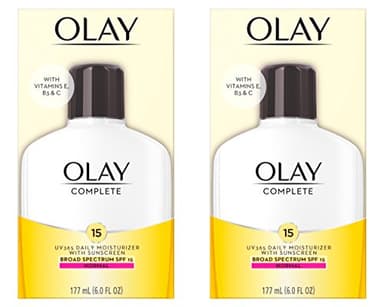 Olay Face Moisturizer, Complete with Sunscreen SPF 15, Daily Facial Lotion for Normal Skin, Lightweight Hydrating Broad Spectrum Sun Protection - Vitamin C, E, and Niacinamide - 6 Oz 2 Pack - Image 1