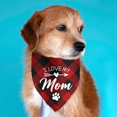 I Love My Mom Dog Bandanas Funny Cute Dog Bandana Gender Reveal Photo Prop Pet Scarf Decorations Accessories for Pet Dog Lovers Dog Mom Gift - Image 5