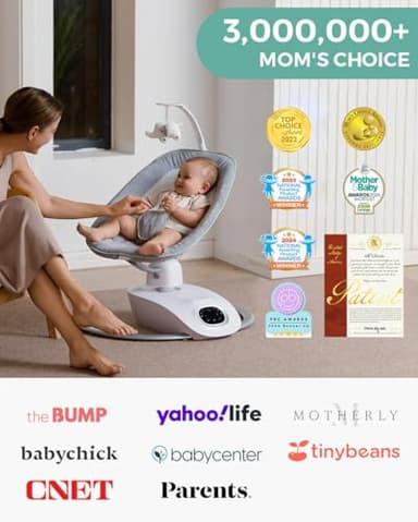 Momcozy CocoSway 3D-Motion Baby Swing for Infants to Toddlers, 6 Motion Modes & 4 Speeds, 180° Rotating Seat, Remote Control, Reclining Seat with 5-Point Harness, 8 Preset Lullabies, Grey - Image 8