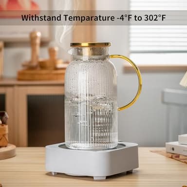 Buaic 2 PACK Glass Pitcher with Lid, 68 oz/ 2 Liter Classic Vertical Stripes Water Pitcher with Yellow Handle,Glass Water Carafe for Cold Brew, Coffee, Lemonade, Iced Sun Tea,Beverage,Heat Resistant - Image 6