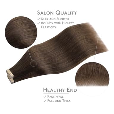 WENNALIFE Tape in Hair Extensions Human Hair, 40pcs 100g 22 inch Chocolate Brown Hair Extensions Real Human Hair Straight Tape in Extensions Invisible Human Hair Extensions Reusable Hair Extensions - Image 4