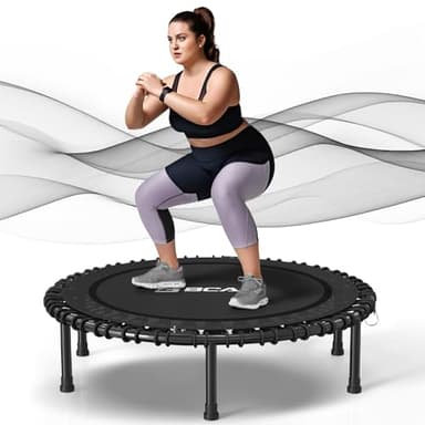 BCAN 40" Adult Fitness Trampoline with Durable Bungees, Stable & Quiet Exercise Rebounder,Great Mini Trampoline for Indoor/Garden Workout - Black - Image 1