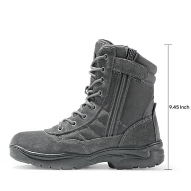 NORTIV 8 Men's Military Tactical Work Boots Side Zipper Leather Motorcycle Combat Boots Trooper(6-8 Inches),Size 9W,Dark Grey-8 Inches - Image 4