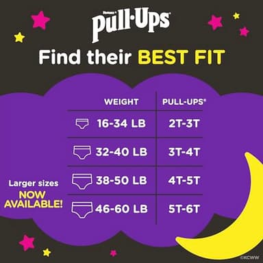 Pull-Ups Girls' Night-Time Potty Training Pants, Size 4T-5T Overnight Training Underwear (38-50 lbs), 52 Ct - Image 2