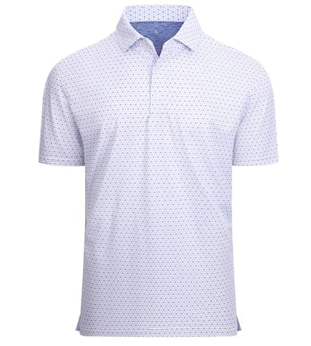 Alex Vando Mens Golf Shirt Moisture Wicking Classic Print Golf Shirts for Men,Eight Blue Dots,S - Image 1