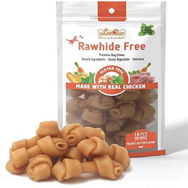 LuvChew Premium Peanut Butter Dog Chew Bones, Rawhide Free, Gluten Free, Made with Limited Ingredients, Delicious, Healthy, Highly Digestible (Mini 18pcs/Pack) - Image 1