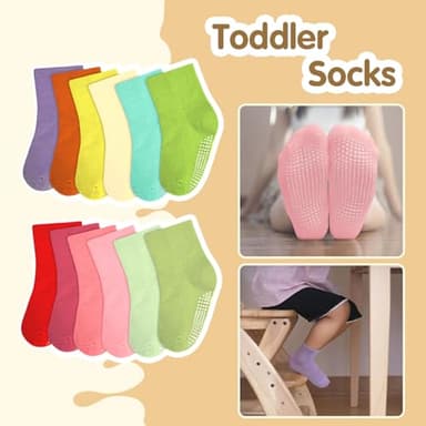 HYCLES Non-Slip Toddler Socks, Girl Grip Socks for 7-10 Years Kids Girls Boys Toddler Sock with Grippers - Image 3