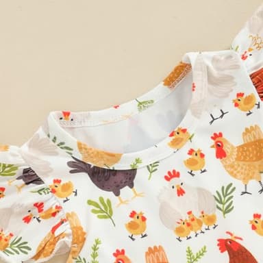 Farm Baby Clothes Animals Rooster Hen Print Fly Sleeve Baby Dress Summer Clothes 6 12 18 24Months 2T 3T 4T 5T 6T (US, Age, 4 Years, 5 Years, Chicken A) - Image 5