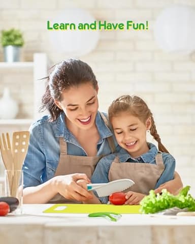 Kids Knife Set, 5 Pcs Montessori Kitchen Tools for Toddlers' Real Cooking, BPA Free Kids Safe Kitchen Cooking and Baking Set with Peeler, Cutting Board for Sandwich Bread Vegetable Fruit Present Gift - Image 2